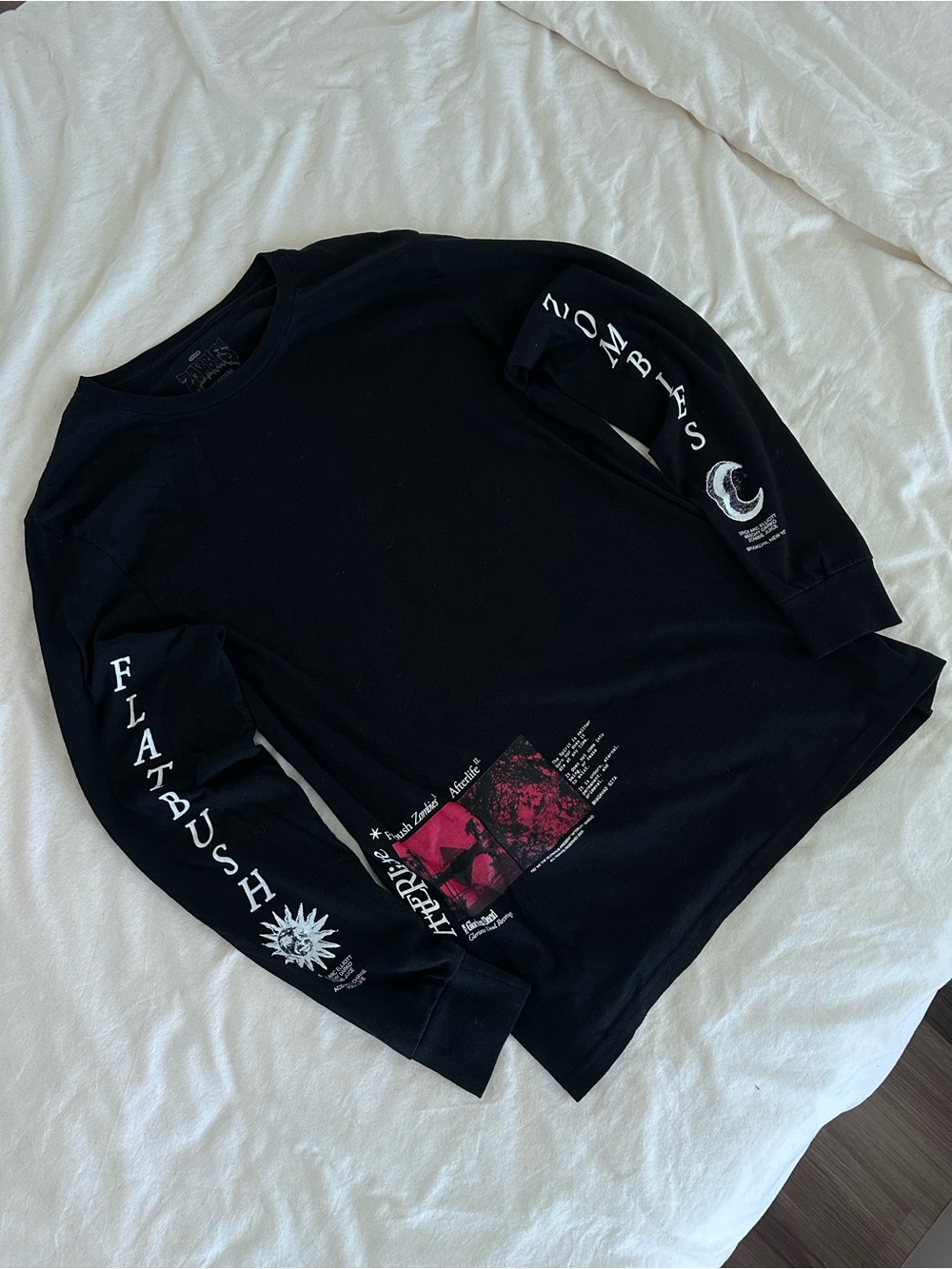 Flatbush Zombies Size M Black Long Sleeve w/ Front, Back, Double Sleeve Graphics